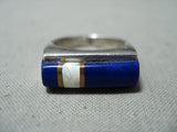 Native American Stunning Vintage Navaj Lapis Opal Sterling Silver Inlay Ring-Nativo Arts