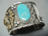 Native American Very Rare Usmc Militaryturquoise Sterling Silver Bracelet Old-Nativo Arts