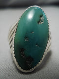 Important Rich Hoskie Vintage Native American Navajo Cerrillos Turquoise Sterling Silver Ring-Nativo Arts