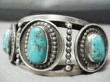 Important Signed Vintage Native American Navajo Nhmss Turquoise Sterling Silver Bracelet Old-Nativo Arts