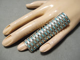 One Of The Tallest Vintage Native American Zuni Needle Turquoise Sterling Silver Ring-Nativo Arts