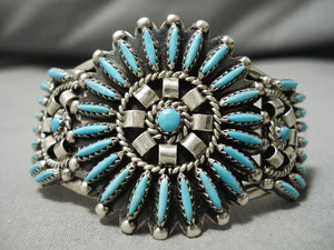 Incredible Vintage Native American Navajo Charlie John Turquoise Sterling Silver Bracelet-Nativo Arts