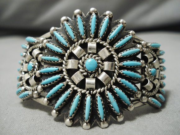 Incredible Vintage Native American Navajo Charlie John Turquoise Sterling Silver Bracelet-Nativo Arts