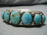 Astounding Vintage Native American Navajo Oval Turquoise Sterling Silver Native Bracelet-Nativo Arts