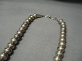 Native American Hand Wrought Vintage Navajo Sterling Silver Bead Necklace Old-Nativo Arts