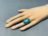 Signed Vintage Native American Navajo Turquoise Sterling Silver Rope Ring Old-Nativo Arts