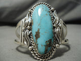 Magnificent Vintage Native American Navajo Domed Morenci Turquoise Sterling Silver Bracelet Old-Nativo Arts