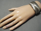 So Detailed!! Time Consuming Vintage Native American Navajo Feather Sterling Silver Bracelet-Nativo Arts
