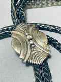 Impressive Vintage Native American Navajo Handcarved Sterling Silver Bolo-Nativo Arts
