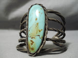 Opulent Vintage Native American Navajo Natural Royston Turquoise Sterling Silver Bracelet Old-Nativo Arts