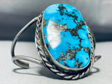 Massive Morenci Turquoise Vintage Native American Navajo Sterling Silver Bracelet Cuff-Nativo Arts