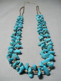 Striking Vintage Native American Navajo Blue Gem Turquoise Heishi Necklace Old-Nativo Arts