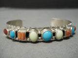 Marvelous Vintage Native American Navajo Tearded Turquoise Sterling Silver Bracelet Cuff-Nativo Arts
