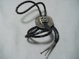 Authentic Vintage Native American Navajo Larry Moses Begay Turquoise Sterling Silver Bolo Tie-Nativo Arts