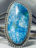 Very Rare Vintage Signed Native American Navajo Blue Agate Sterling Silver Bracelet-Nativo Arts