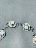 Sparkling Native American Navajo Synth Opal Sterling Silver Flower Bracelet-Nativo Arts
