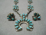 Exquisite Vintage Native American Zuni Snake Eyes Turquoise Sterling Silver Necklace-Nativo Arts
