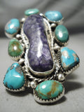 Best Vintage Native American Navajo Turquoise Sugulite Sterling Silver Ring-Nativo Arts