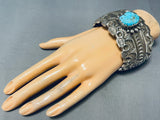 232 Gram Powerful Vintage Native American Navajo Turquoise Sterling Silver Bracelet Cuff-Nativo Arts