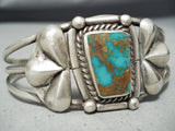 Green Bisbee Very Rare Vintage Native American Navajo Sterling Silver Repoussed Bracelet-Nativo Arts
