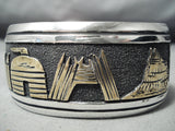 Huge Authentic Thomas Singer Vintage Native American Navajo Sterling Silver Gold Bracelet-Nativo Arts