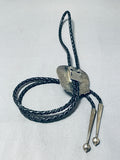 Rare Vintage Native American Navajo #8 Turquoise Sterling Silver Bolo Tie-Nativo Arts