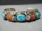 Authentic Vintage Native American Zuni Effie Calavaza Snake Turquoise Sterling Silver Bracelet-Nativo Arts