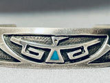 Important Wil Yazzie Vintage Native American Navajo Turquoise Chisel Sterling Silver Bracelet-Nativo Arts