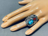 Magnificent Vintage Native American Hopi Sleeping Beauty Turquoise Sterling Silver Ring Signed-Nativo Arts