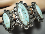 Ultra Rare Vintage Native American Navajo Blue Diamond Turquoise Sterling Silver Bracelet Old-Nativo Arts