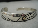 Important Vintage Native American Navajo Jimmie King Jr Sterling Silver 14k Gold Bracelet-Nativo Arts