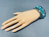 One Of The Most Unique Vintage Native American Navajo Turquoise Coil Sterling Silver Bracelet-Nativo Arts