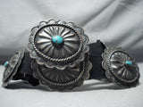 Sensational Vintage Native American Navajo Kingman Turquoise Sterling Silver Concho Belt Old-Nativo Arts