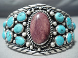 Astounding Native American Navajo Turquoise & Purple Spiny Oyster Sterling Silver Bracelet-Nativo Arts