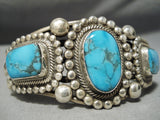 Heavy Thick Vintage Native American Navajo Turquoise Sterling Silver Rick Martinez Bracelet-Nativo Arts