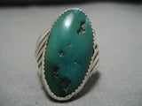 Important Rich Hoskie Vintage Native American Navajo Cerrillos Turquoise Sterling Silver Ring-Nativo Arts