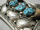Huge Heavy 100 Gram Vintage Native American Navajo Turquoise Sterling Silver Buckle Old-Nativo Arts