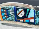 Important Tom Jackson Vintage Native American Navajo Small Wrist Inlay Sterling Silver Bracelet-Nativo Arts