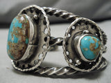 One Of The Best Earlier Coiled Vintage Native American Navajo Turquoise Sterling Silver Bracelet-Nativo Arts