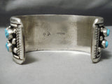 Huge Heavy Thick Vintage Native American Navajo Turquoise Sterling Silver Bracelet Old-Nativo Arts