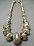 Heaviest Vintage Native American Navajo Sterling Silver Hand Tooled Bead Necklace- 436 Grams-Nativo Arts