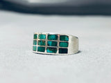 Noteworthy Vintage Native American Navajo Green Turquoise Sterling Silver Ring-Nativo Arts