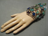 Largest Best Vintage Native American Navajo Turquoise Fetish Sterling Silver Bracelet Old-Nativo Arts