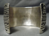 Huge So Detailed Vintage Native American Navajo Hand Tooled Sterling Silver Bracelet Cuff-Nativo Arts