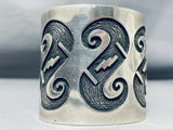 One Of The Biggest Best Vintage Native American Hopi Sterling Silver Bracelet Old-Nativo Arts