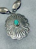 Very Rare Concho Vintage Native American Navajo Turquoise Sterling Silver Necklace-Nativo Arts