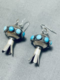 Extraordinary Native American Navajo Sleeping Beauty Sterling Silver Blossom Earrings-Nativo Arts