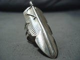Detailed Navajo Sterling Silver Feather Ring Native American-Nativo Arts