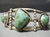 Statement Vintage Native American Navajo Carico Lake Turquoise Sterling Silver Bracelet Old-Nativo Arts