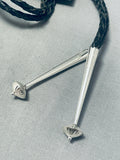 Very Unique Vintage Native American Navajo Contemporist Sterling Silver Turquoise Bolo Tie-Nativo Arts